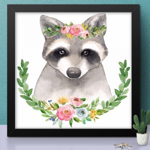 Raccoon with Flower Crown