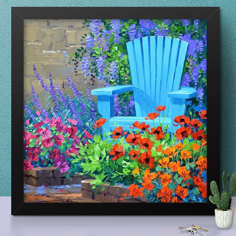 Colorful Flowers And Chair