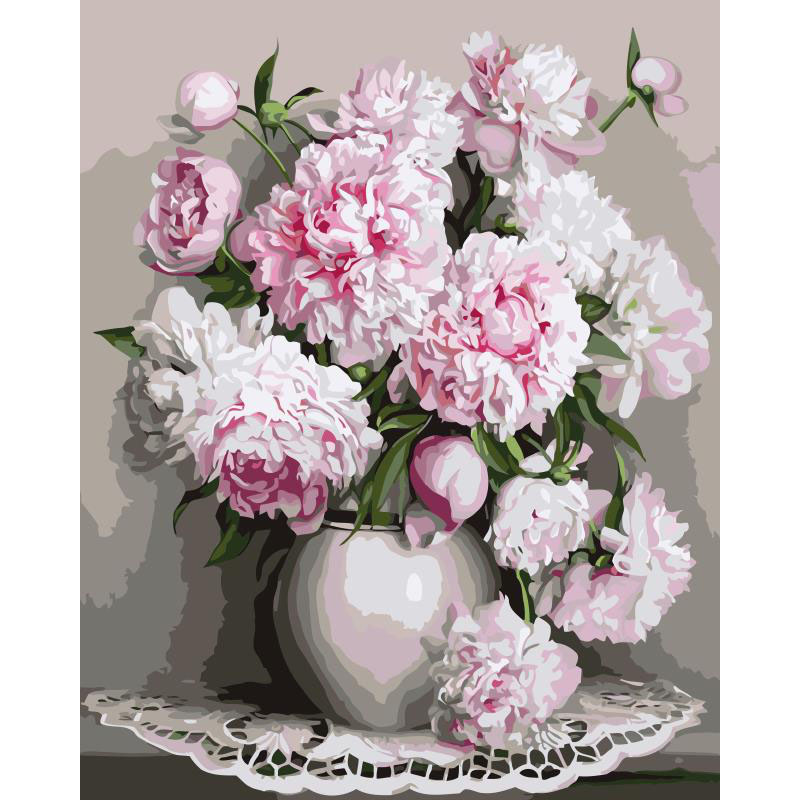Pink Flowers in a White Pot