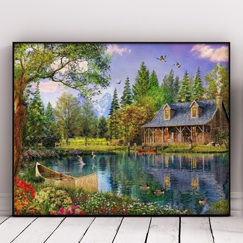 Beautiful House and Small Lake