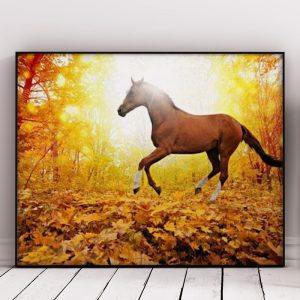 Autumn leaves and Horse