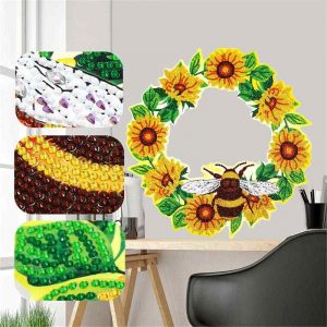 Bee and Flowers - Diamond Painting Wreath