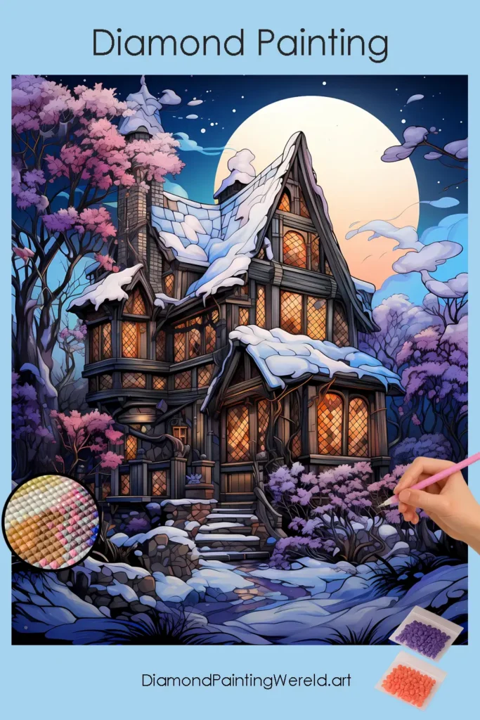 Huis in de Winter 1 Diamond Painting Wereld House in Winter